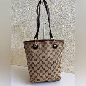 Gucci Beige and Burgundy GG Tote